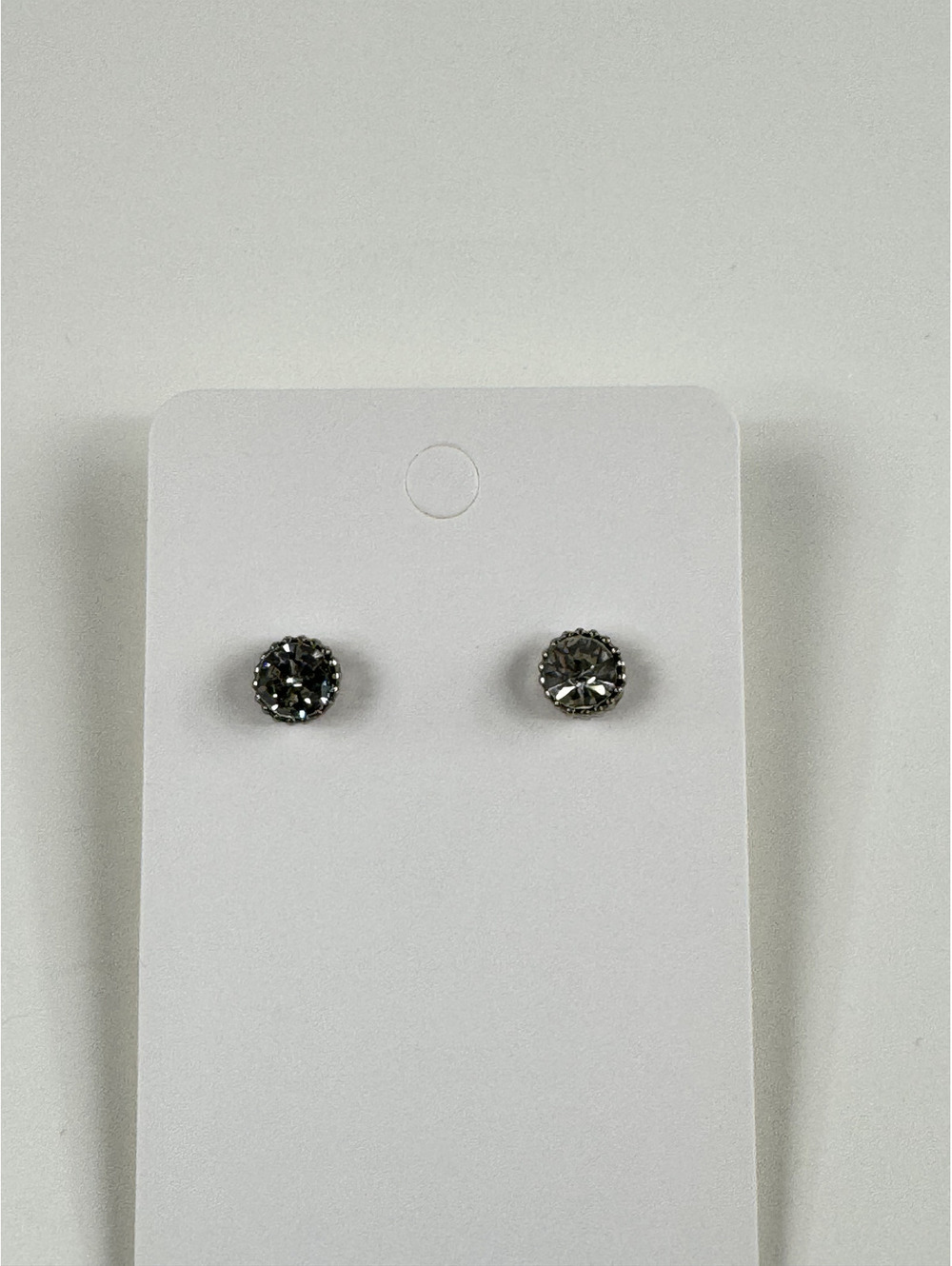 Fashion Jewelry Silver Tone Round Rhinestone Stud Earrings
